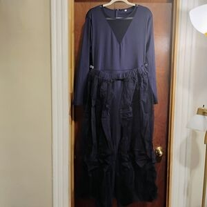 2 Piece Catsuit W/ Detachable Tulle Skirt, Size: 1XL, Navy Blue